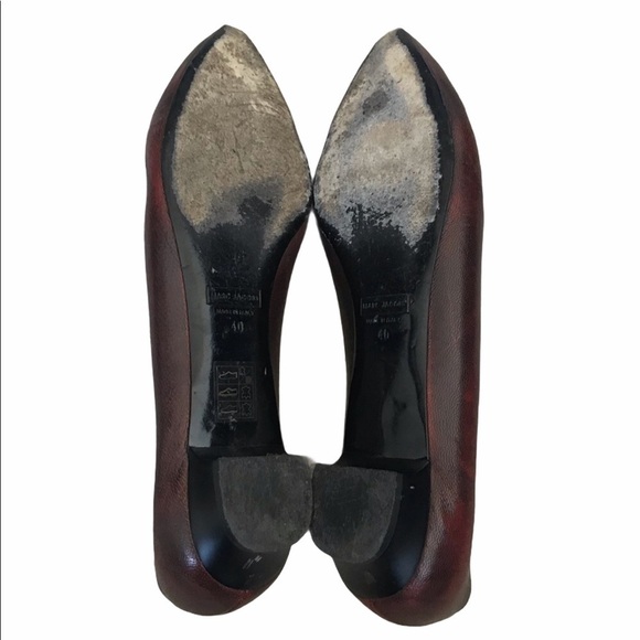 Marc Jacobs Red Burgundy Pointed Toe Kitten Heel Flats - Picture 8 of 9